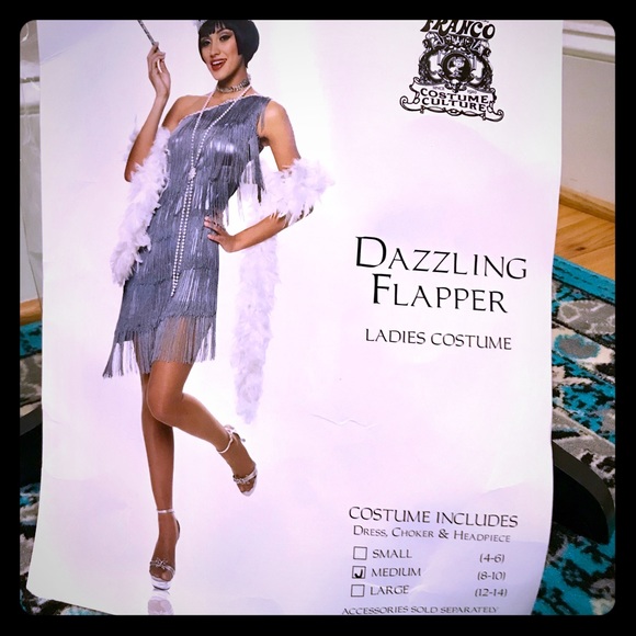 Dresses & Skirts - Pretty Silver Grey Fringe Flapper Costume M